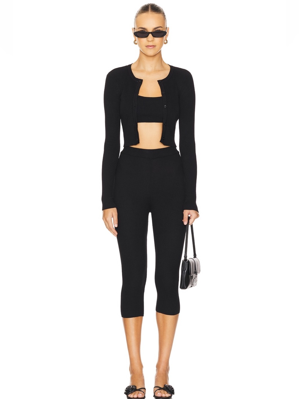 All The Ways Black ribbed knit set